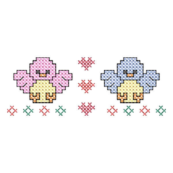 Matriz de Bordado  Barrado de Passarinhos (Ponto Cruz)