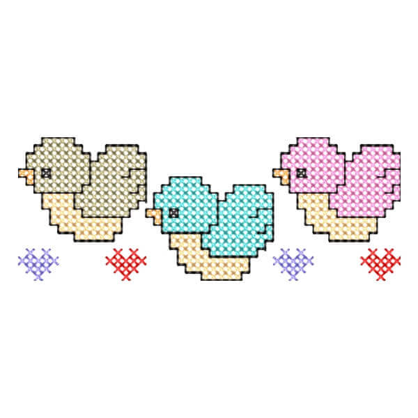 Matriz de Bordado  Barrado de Passarinhos (Ponto Cruz) Matriz de Bordado  Barrado de Passarinhos (Ponto Cruz)