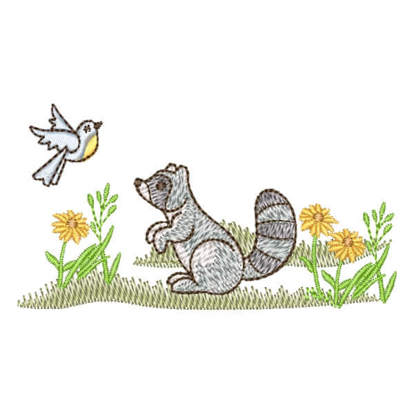 Matriz de Bordado  Guaxinim na Floresta (Pontos Leves) Matriz de Bordado  Guaxinim na Floresta (Pontos Leves)