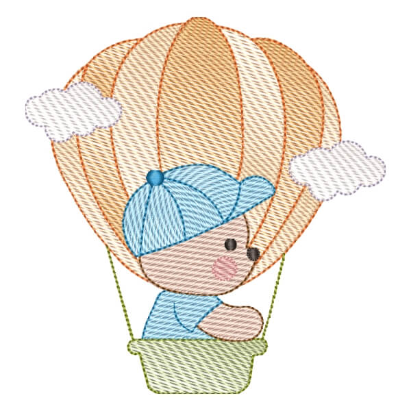 Matriz de Bordado  Ursinho no Balão (Pontos Leves)