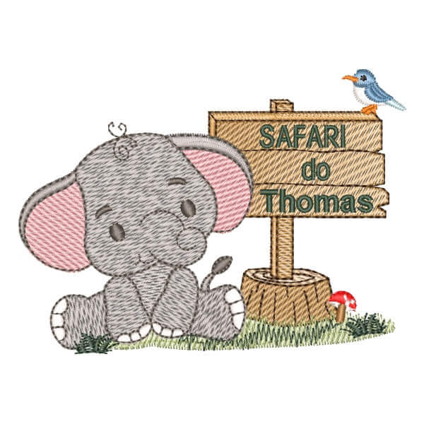 Matriz de Bordado  Elefantinho Safari (Pontos Leves) Matriz de Bordado  Elefantinho Safari (Pontos Leves)