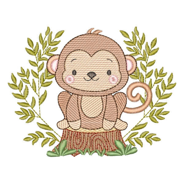 Matriz de Bordado  Macaco Safari (Pontos Leves)