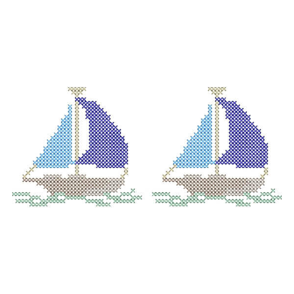 Matriz de Bordado  Barrrado de Barquinhos (Ponto Cruz)