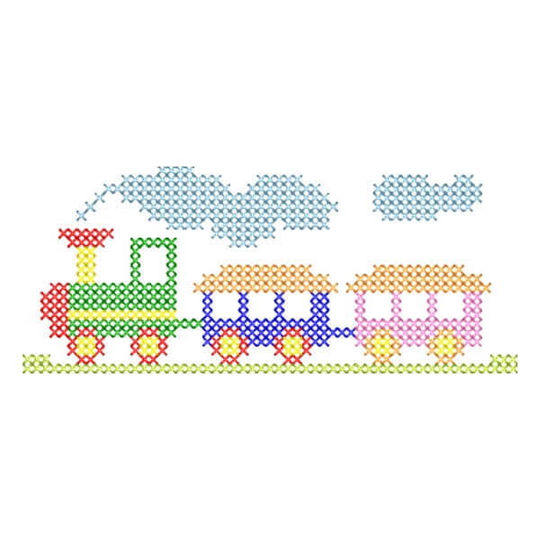 Matriz de Bordado  Barrado Trem (Ponto Cruz)