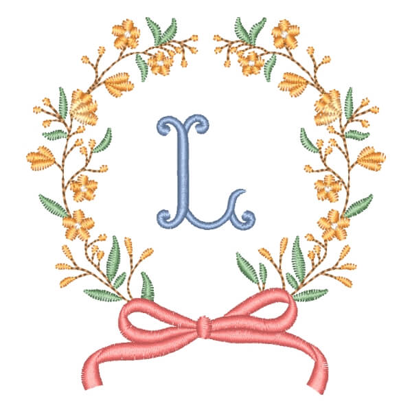 Matriz de Bordado  Alfabeto em Moldura Floral Letra L