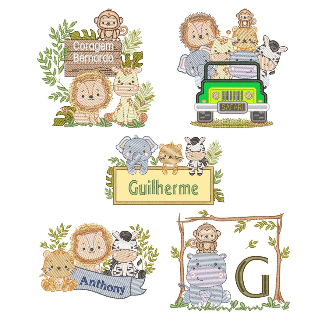  Pacote de Matrizes Animais Safari (Pontos Leves e Contém Apliques)