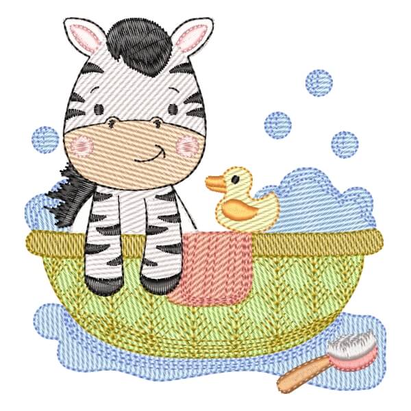 Matriz de Bordado  Zebra no Banho (Pontos Leves)