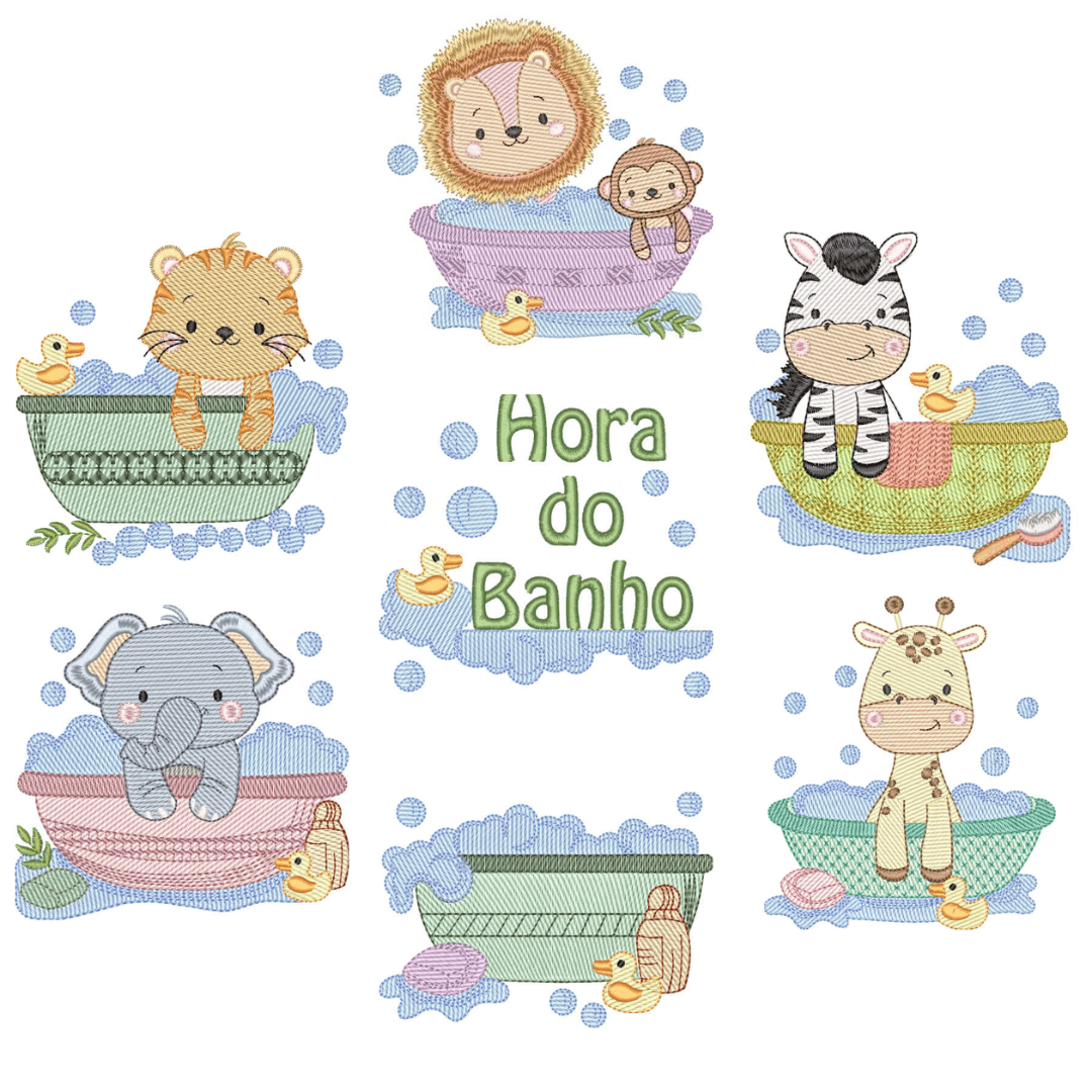 Pacote de Matrizes Hora do Banho dos Animais (Pontos Leves)  Pacote de Matrizes Hora do Banho dos Animais (Pontos Leves)