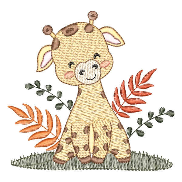 Matriz de Bordado  Girafa Safari (Pontos Leves)
