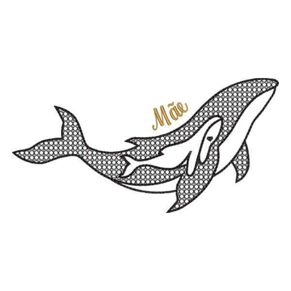 Matriz de Bordado  Orca e Filhote Matriz de Bordado  Orca e Filhote