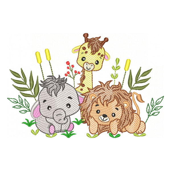 Matriz de Bordado  Animais Safari (Pontos Leves)