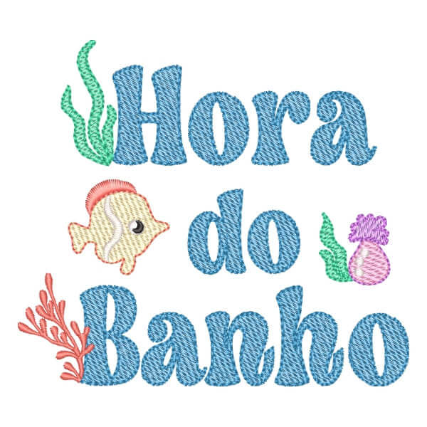 Matriz de Bordado  Hora do Banho do Fundo do Mar (Pontos Leves)