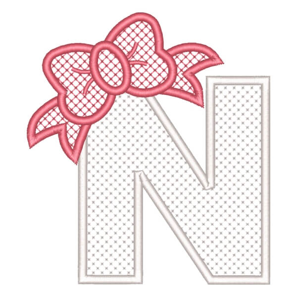 Matriz de Bordado  Letra N com Laço  Matriz de Bordado  Letra N com Laço