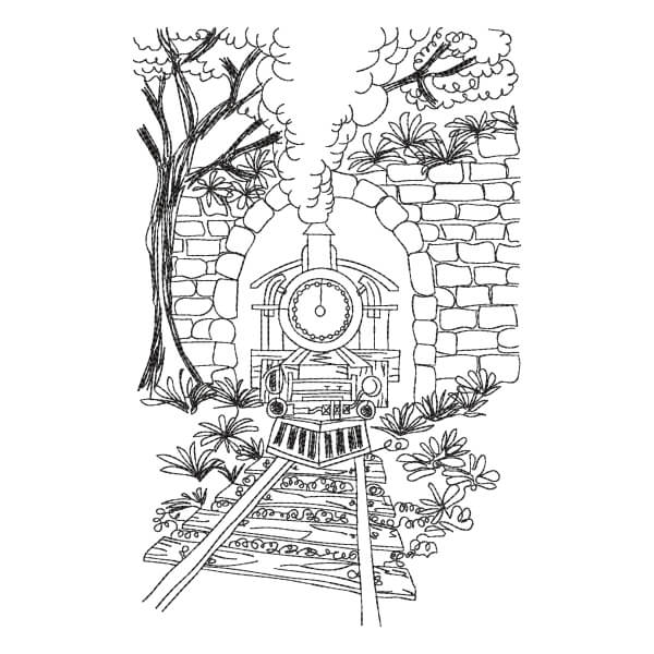 Matriz de Bordado  Trem no Túnel em Contorno