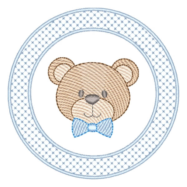 Matriz de Bordado  Moldura com Ursinho (Pontos Leves)