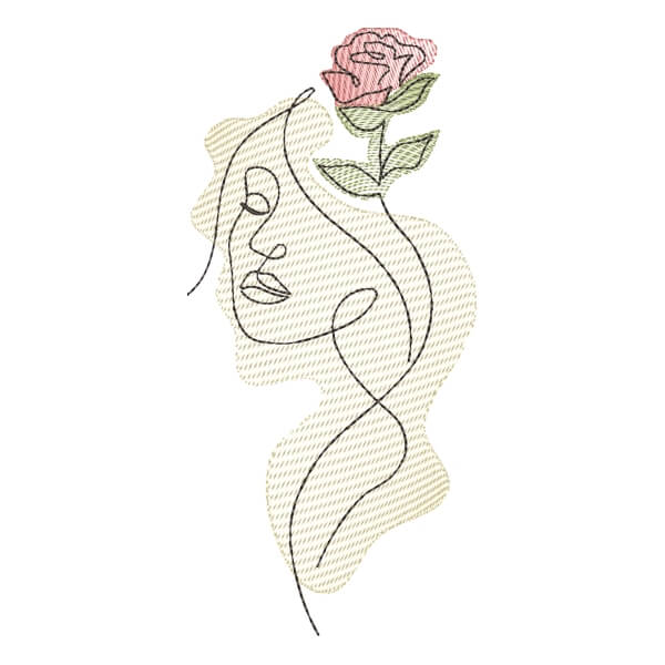 Matriz de Bordado  Mulher com Rosa Estilosa (Pontos Leves)