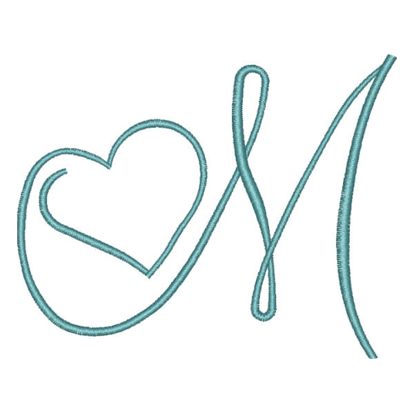 Matriz de Bordado  Letra M com Coração