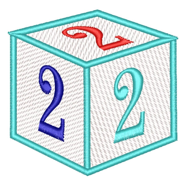 Matriz de Bordado  Alfabeto Cubo com Número 2