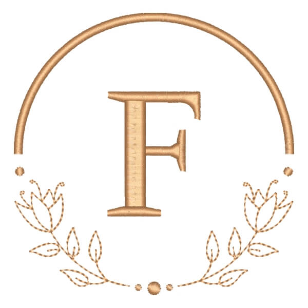 Matriz de Bordado  Alfabeto em Moldura Letra F