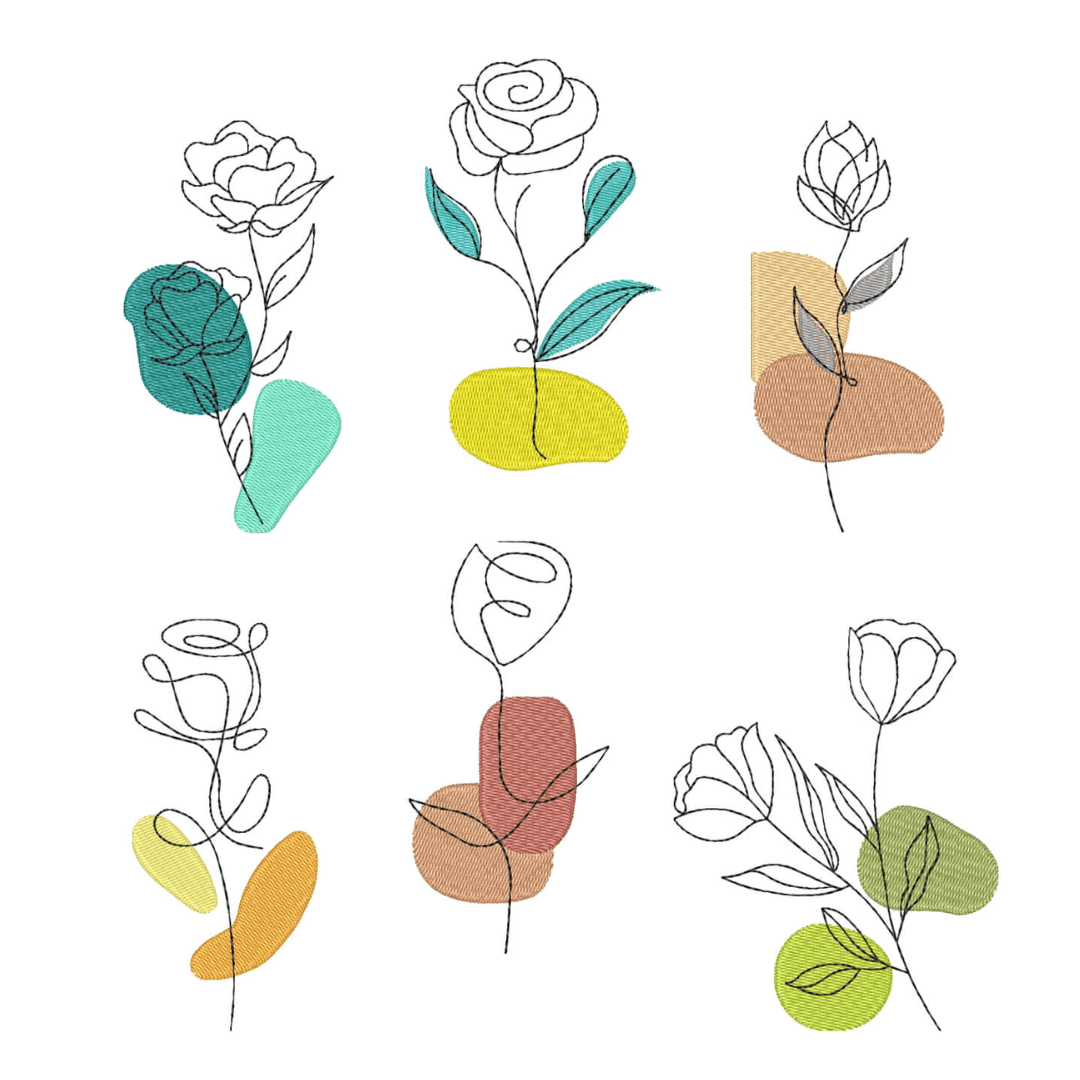  Pacote de Matrizes Floral em Contorno