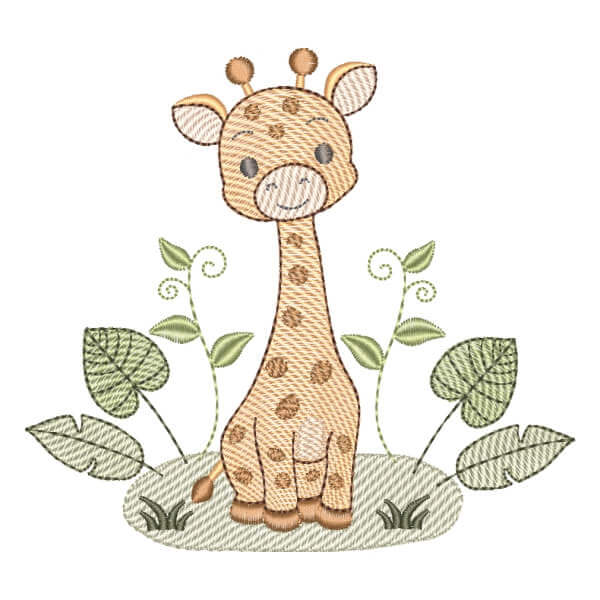 Matriz de Bordado  Girafa Safari (Pontos Leves)