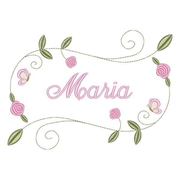 Matriz de Bordado  Moldura Floral com Nome