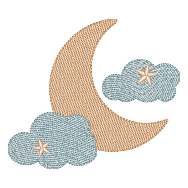 Matriz de Bordado  Lua e Nuvem Boho (Pontos Leves)