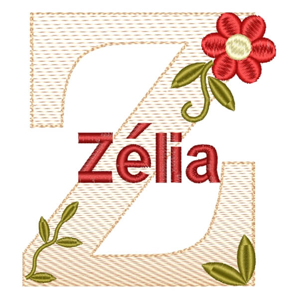 Matriz de Bordado  Monograma de Flores com Nome Letra Z