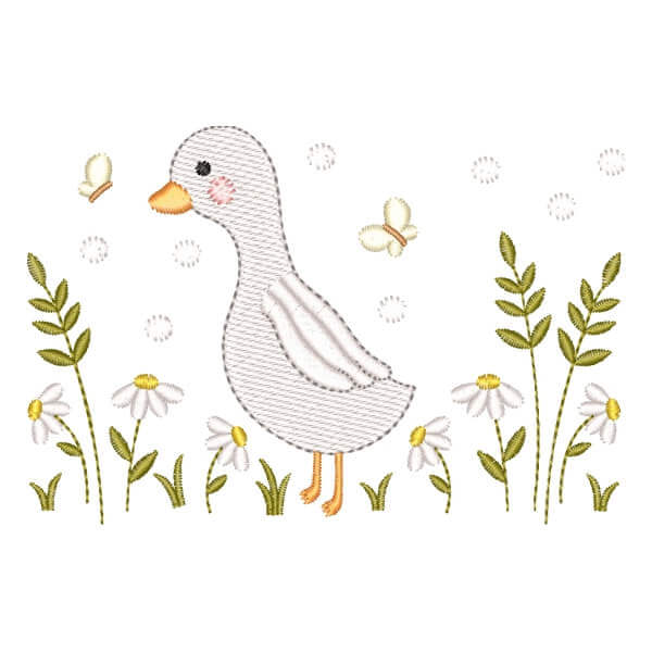 Matriz de Bordado  Cisnes no Jardim (Pontos Leves)