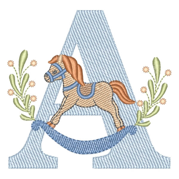 Matriz de Bordado  Alfabeto de Cavalinho de Balanço Letra A (Pontos Leves) Matriz de Bordado  Alfabeto de Cavalinho de Balanço Letra A (Pontos Leves)