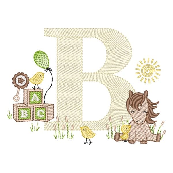 Matriz de Bordado  Alfabeto Inicial Country Letra B (Pontos Leves)