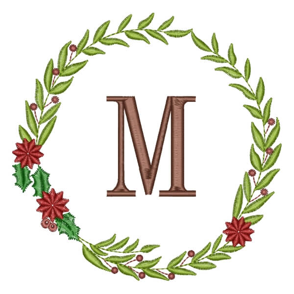 Matriz de Bordado  Moldura de Dezembro com Inicial