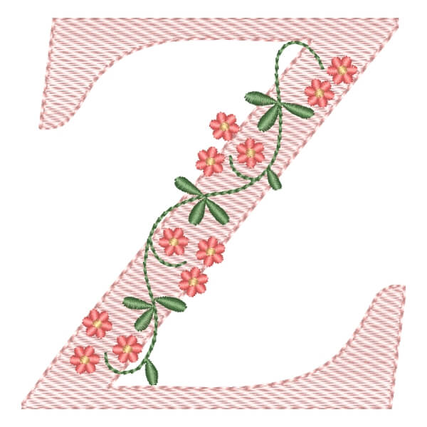 Matriz de Bordado  Alfabeto com Flores Letra Z (Pontos Leves)