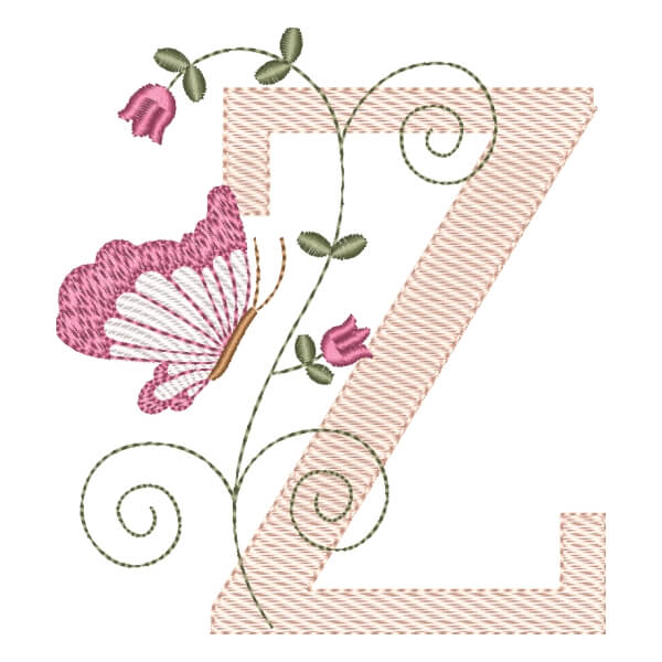 Matriz de Bordado  Letra Z com Borboleta (Pontos Leves)
