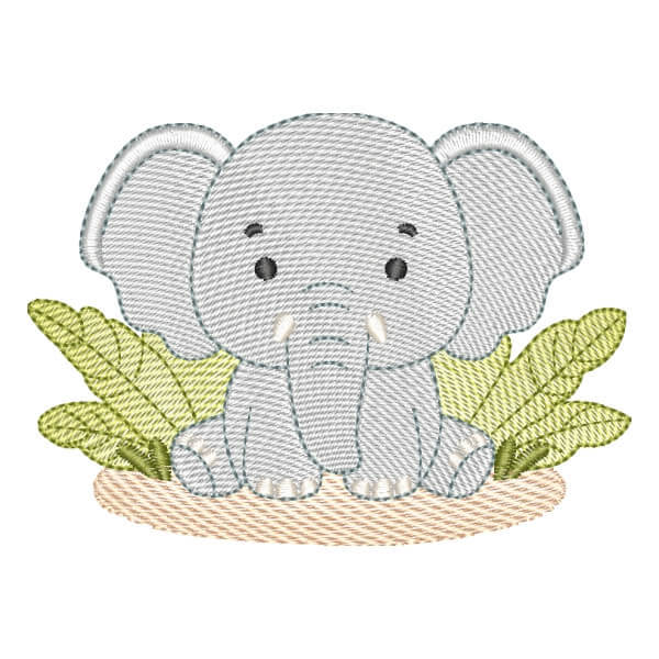 Matriz de Bordado  Elefante Safari (Pontos Leves)