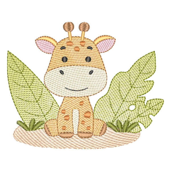 Matriz de Bordado  Girafa Safari (Pontos Leves)