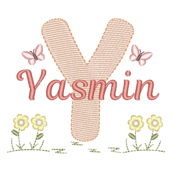 Matriz de Bordado  Alfabeto no Jardim com Nome Letra Y (Pontos Leves) Matriz de Bordado  Alfabeto no Jardim com Nome Letra Y (Pontos Leves)