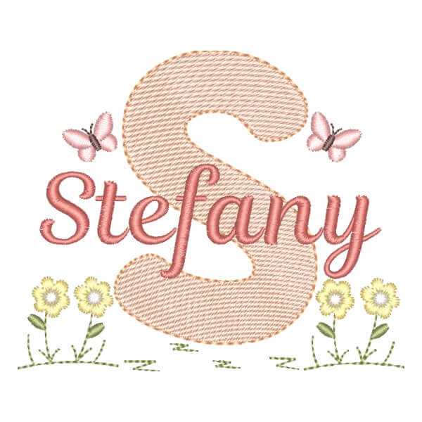 Matriz de Bordado  Alfabeto no Jardim com Nome Letra S (Pontos Leves) Matriz de Bordado  Alfabeto no Jardim com Nome Letra S (Pontos Leves)