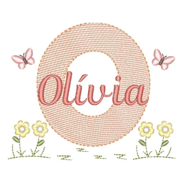 Matriz de Bordado  Alfabeto no Jardim com Nome Letra O (Pontos Leves) Matriz de Bordado  Alfabeto no Jardim com Nome Letra O (Pontos Leves)