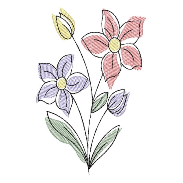 Matriz de Bordado  Arranjo de Floral Estilizadas