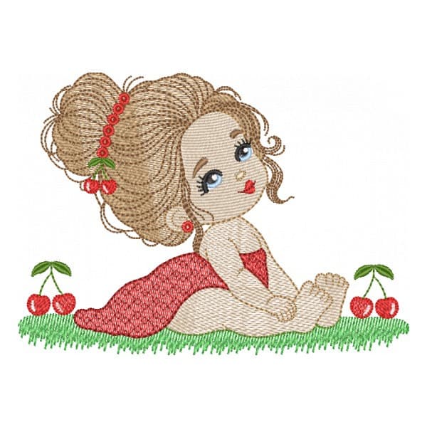 Matriz de Bordado  Menina Cute Cereja