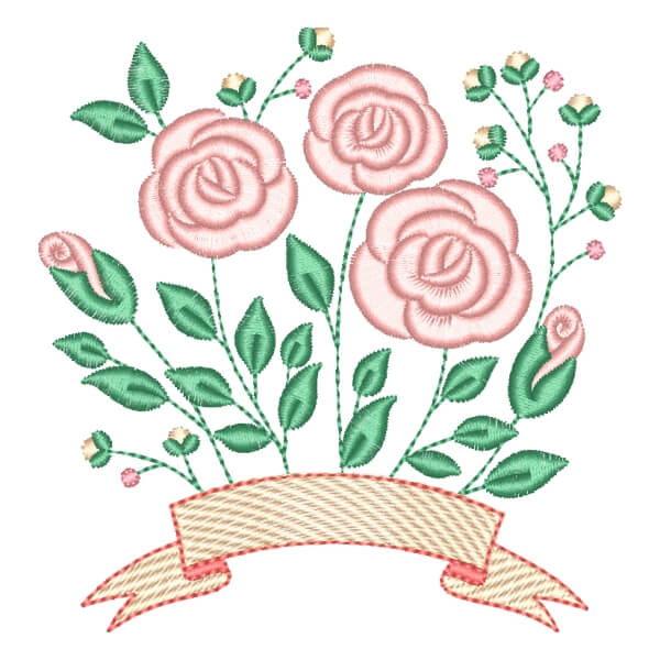 Matriz de Bordado  Flamula com Rosas