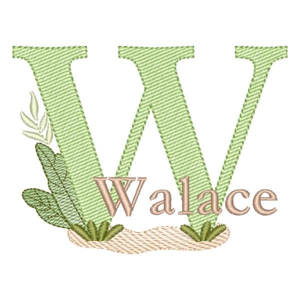 Matriz de Bordado  Alfabeto Safari com Nome Letra W (Pontos Leves)