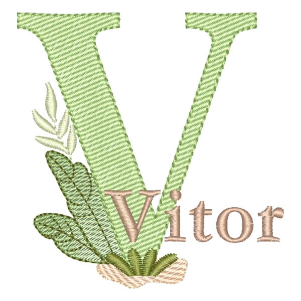 Matriz de Bordado  Alfabeto Safari com Nome Letra V (Pontos Leves)