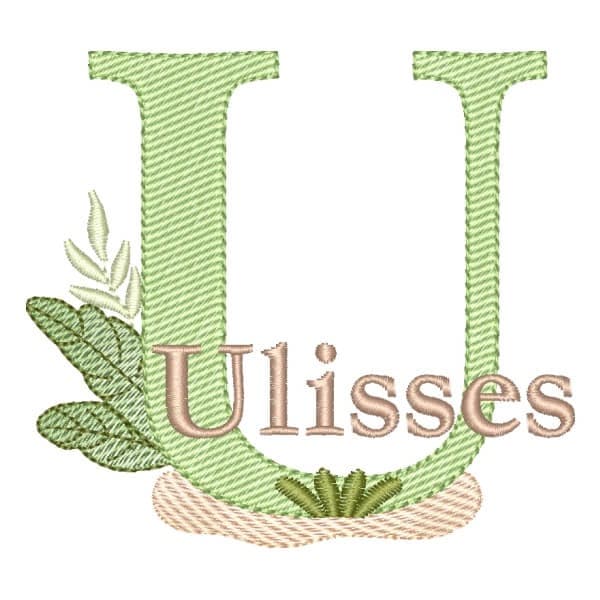 Matriz de Bordado  Alfabeto Safari com Nome Letra U (Pontos Leves)