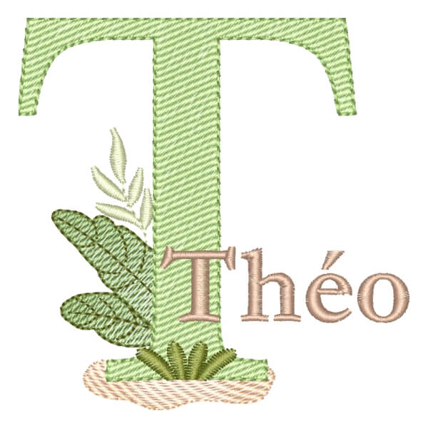 Matriz de Bordado  Alfabeto Safari com Nome Letra T (Pontos Leves)