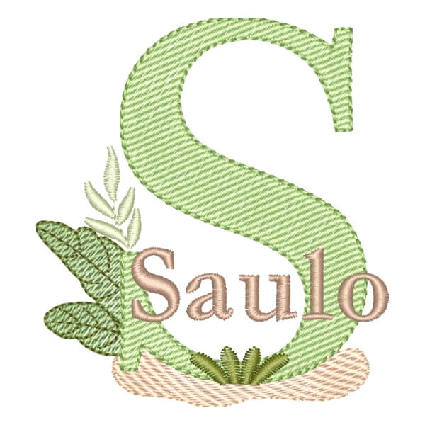 Matriz de Bordado  Alfabeto Safari com Nome Letra S (Pontos Leves)