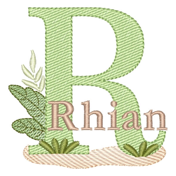 Matriz de Bordado  Alfabeto Safari com Nome Letra R (Pontos Leves)