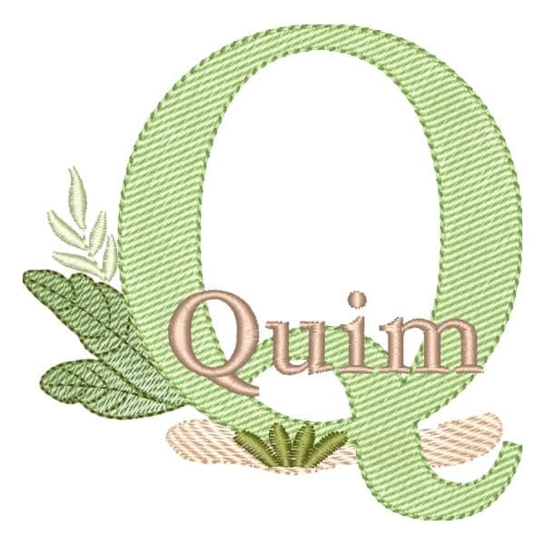 Matriz de Bordado  Alfabeto Safari com Nome Letra Q (Pontos Leves)