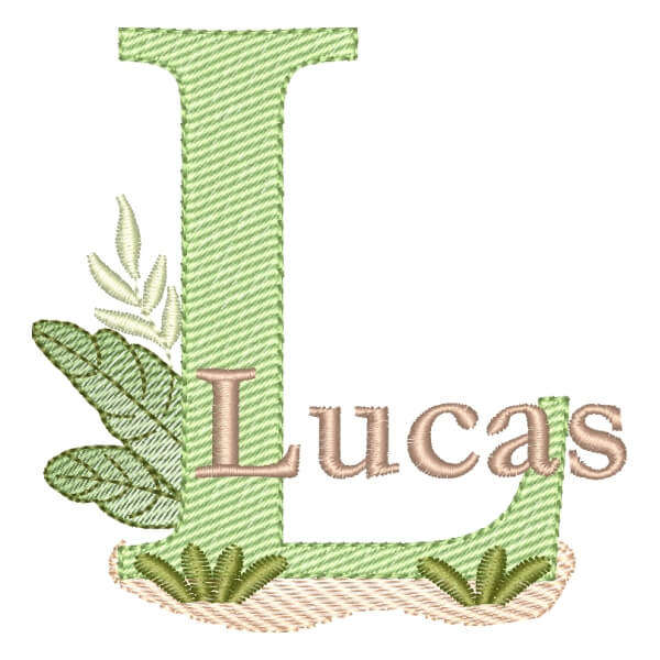 Matriz de Bordado  Alfabeto Safari com Nome Letra L (Pontos Leves)